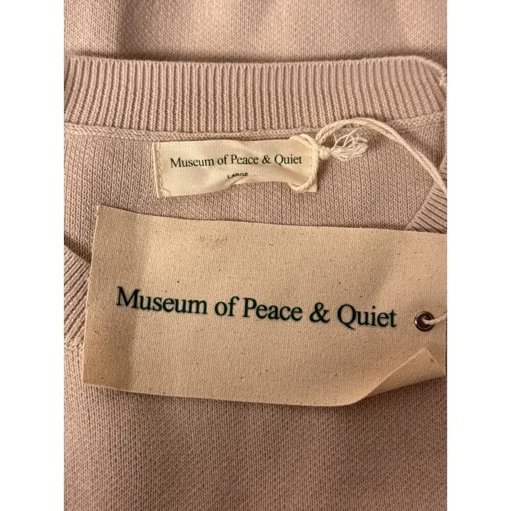 New Museum Of Peace & Quiet Sweater Large Mens Natural Jacquard Knit Pullover